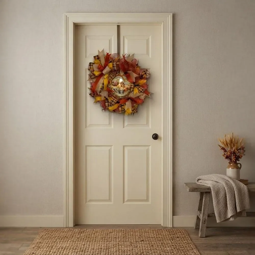 Farm Animal Autumn Wreath | Rustic Country Farmhouse Decor | Fall Harvest Door